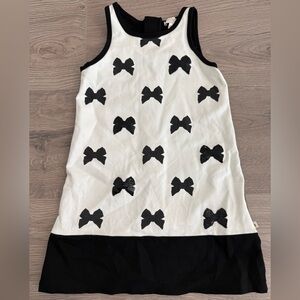 Kate Spade Girls Size 7 Black and White Dress with Sequin Bow Detail - LIKE NEW